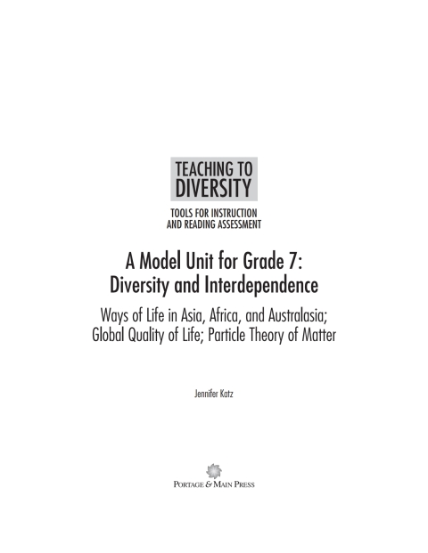 Cover image for book A Model Unit For Grade 7: Diversity and Interdependence