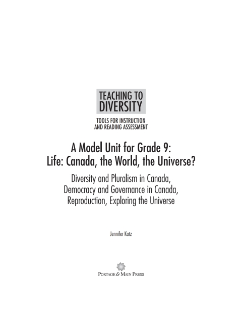 Cover image for book A Model Unit For Grade 9 Life: Canada, the World, the Universe?