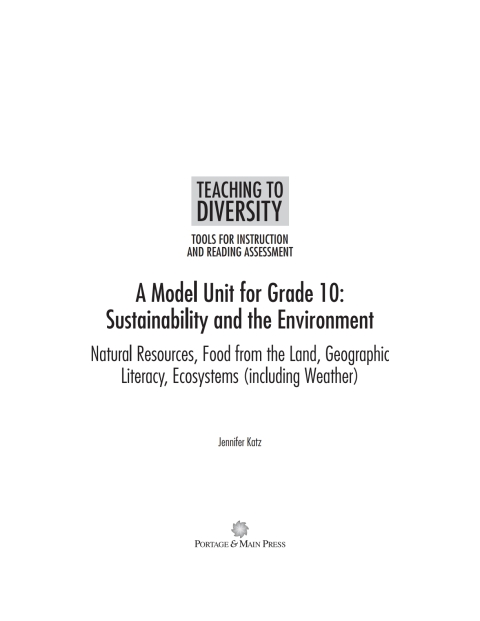 Cover image for book A Model Unit For Grade 10: Sustainability and the Environment