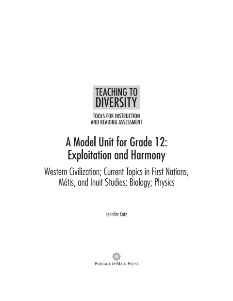 Cover image for book A Model Unit For Grade 12: Exploitation and Harmony