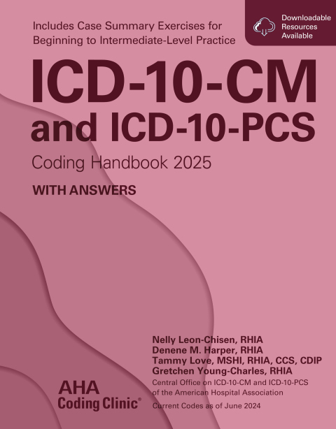 Cover image for book ICD-10-CM and ICD-10-PCS Coding Handbook With Answers, 2025 Edition, ePub