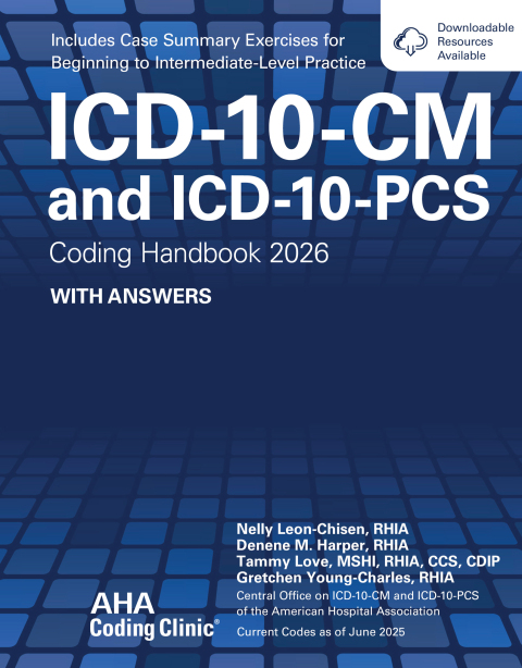 Cover image for book ICD-10-CM and ICD-10-PCS Medical Coding Handbook With Answers, 2026 Ed., ePub