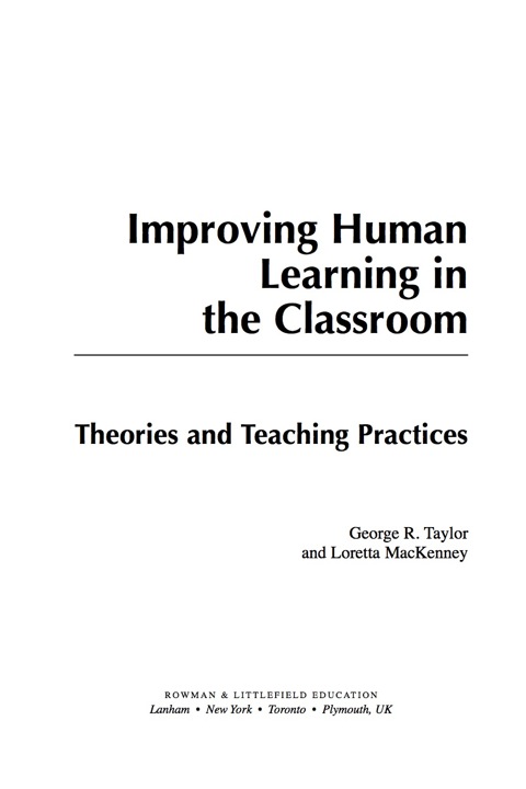 Cover image for book Improving Human Learning in the Classroom