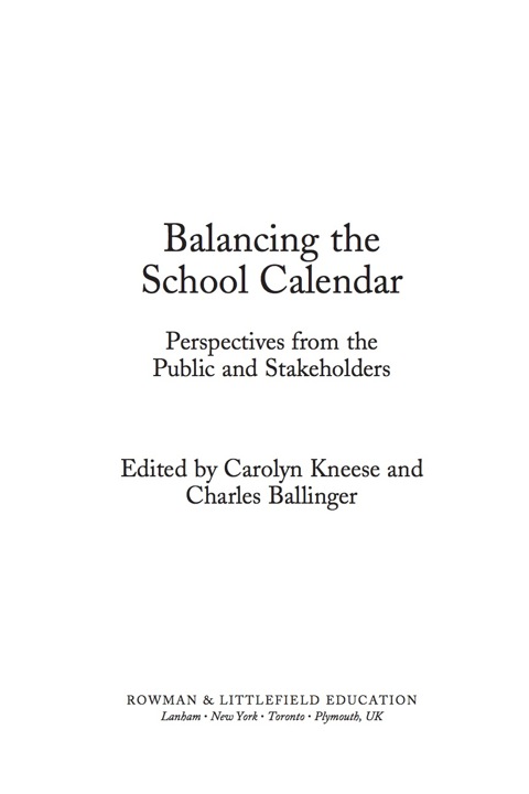 Cover image for book Balancing the School Calendar