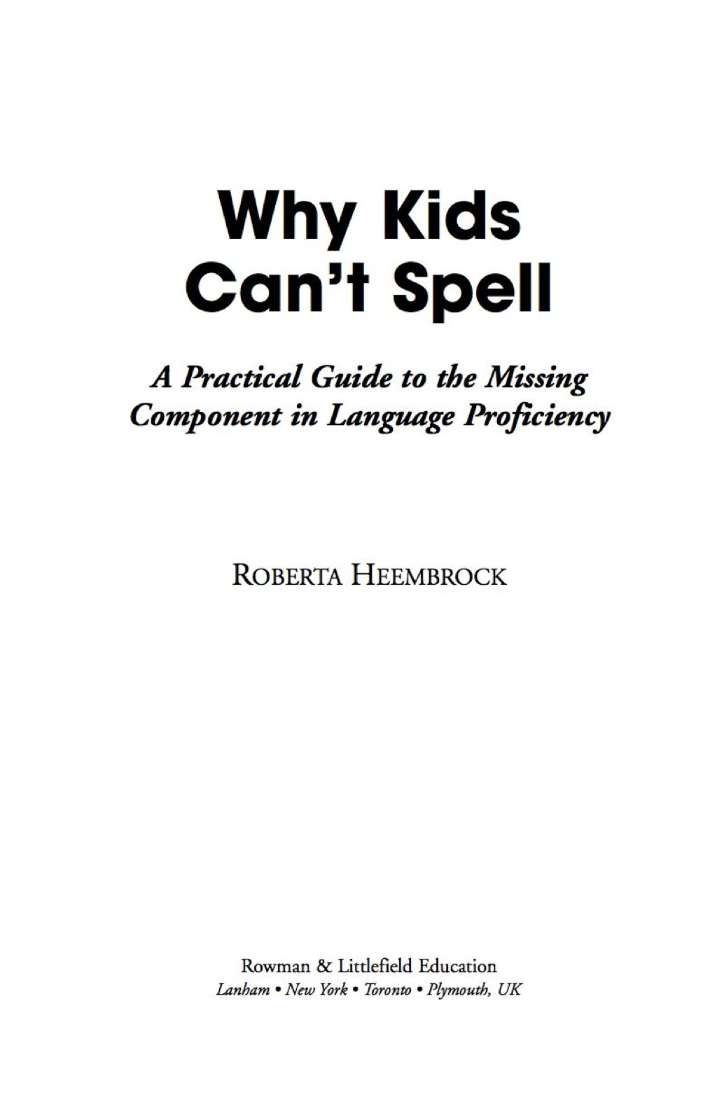 Why Kids Can't Spell (eBook)