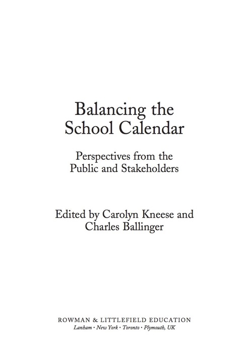 Cover image for book Balancing the School Calendar