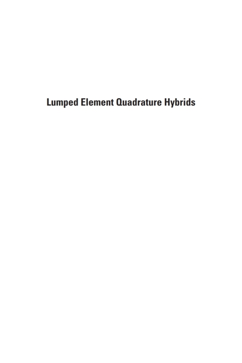 Cover image for book Lumped Element Quadrature Hybrids