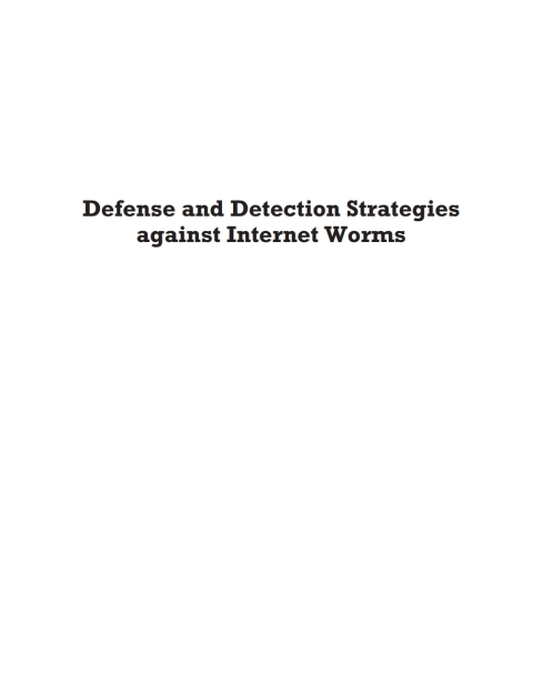Cover image for book Defense and Detection Strategies Against Internet Worms