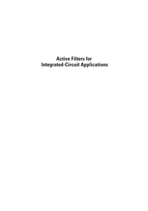 Cover image for book Active Filters for Integrated-Circuit Applications