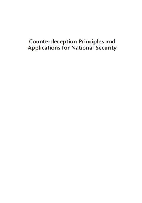 Cover image for book Counterdeception Principles and Applications for National Security