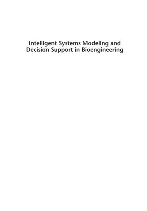 Cover image for book Intelligent Systems Modeling and Decision Support in Bioengineering