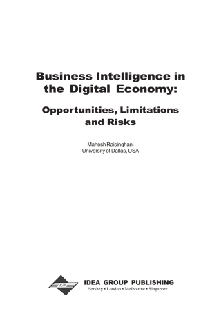 Business Intelligence in the Digital Economy: Opportunities, Limitations and Risks