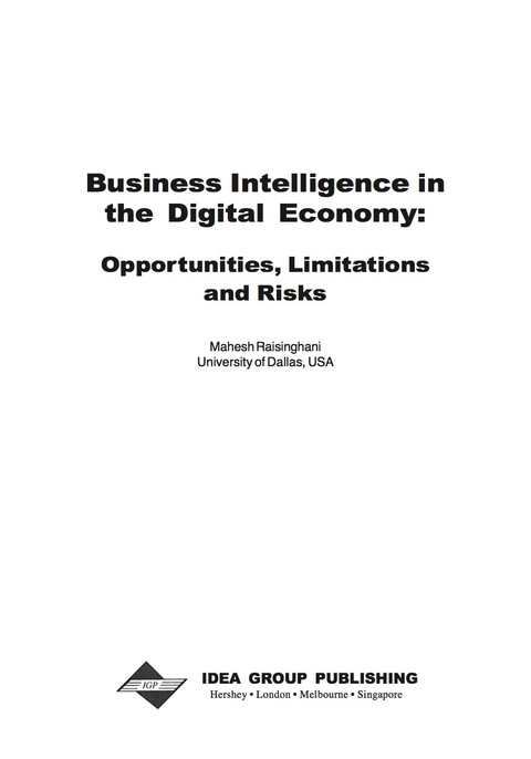 Cover image for book Business Intelligence in the Digital Economy