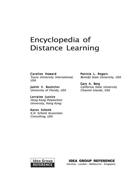 Cover image for book Encyclopedia of Distance Learning