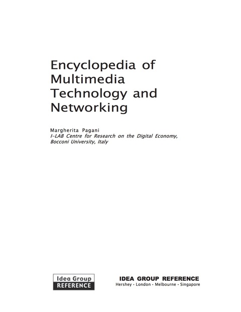 Cover image for book Encyclopedia of Multimedia Technology and Networking