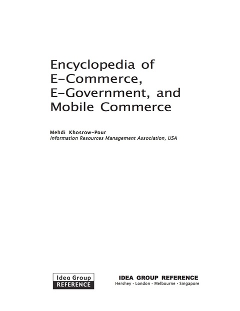 Cover image for book Encyclopedia of E-Commerce, E-Government, and Mobile Commerce