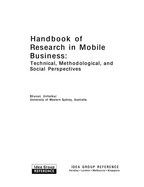 Cover image for book Handbook of Research in Mobile Business