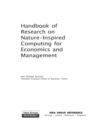 Handbook of Research on Nature-Inspired Computing for Economics and Management