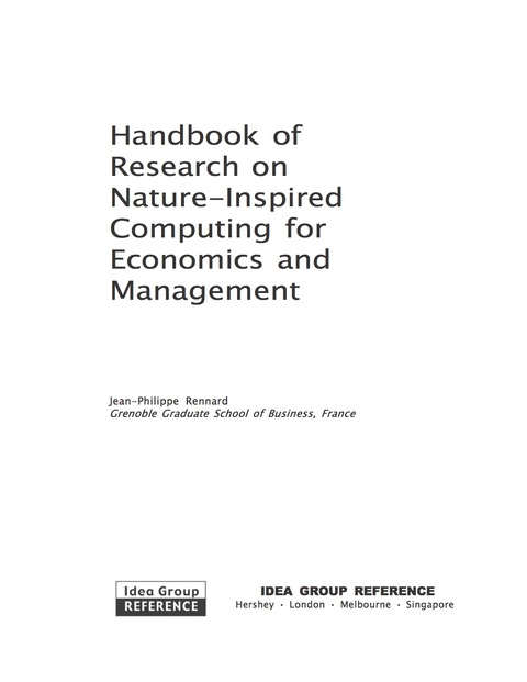 Cover image for book Handbook of Research on Nature-Inspired Computing for Economics and Management