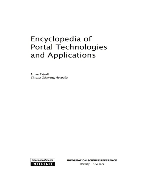 Cover image for book Encyclopedia of Portal Technologies and Applications