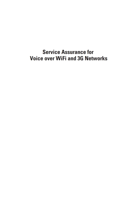 Cover image for book Service Assurance for Voice over WiFi and 3G Networks