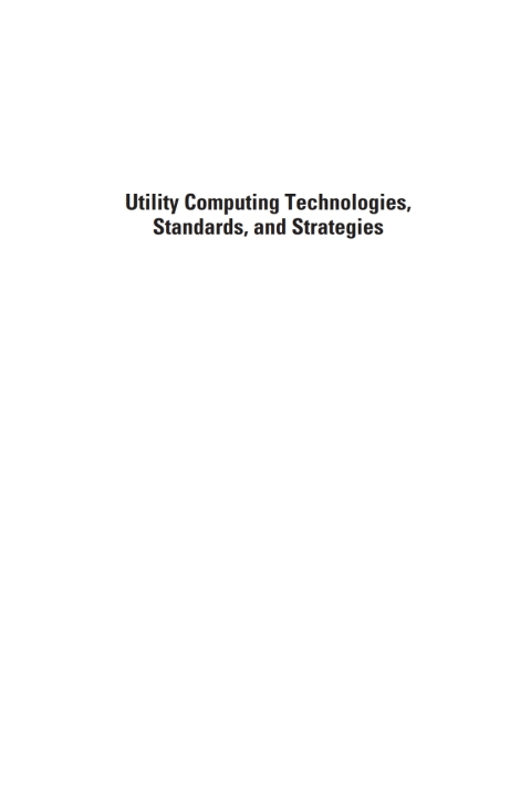 Cover image for book Utility Computing Technologies, Standards, and Strategies