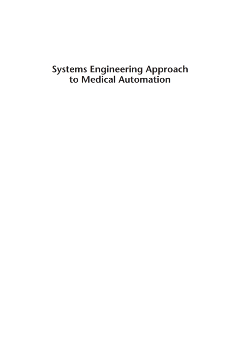 Cover image for book Systems Engineering Approach to Medical Automation