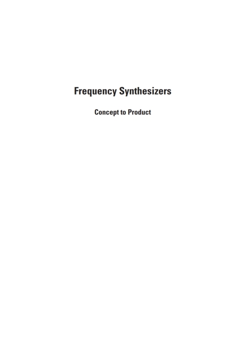Cover image for book Frequency Synthesizers: Concept to Product