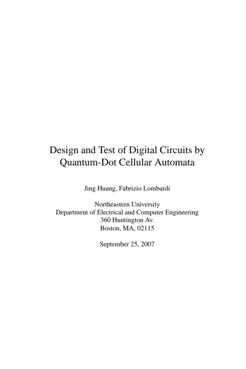 Cover image for book Design and Test of Digital Circuits by Quantum-Dot Cellular Automata