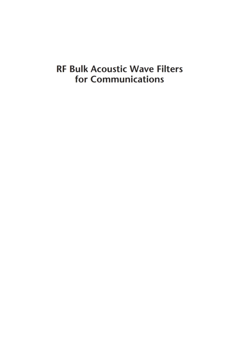 Cover image for book RF Bulk Acoustic Wave Filters for Communications