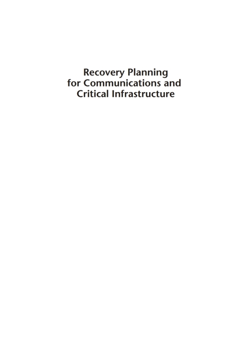 Cover image for book Disaster Recovery Planning for Communications and Critical Infrastructure