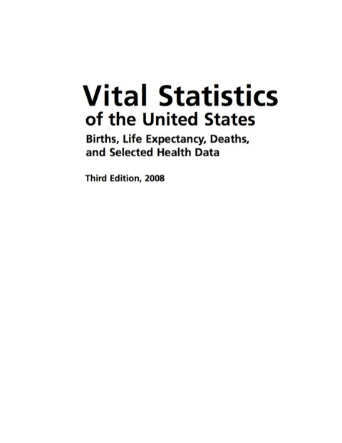 Cover image for book Vital Statistics of the United States 2008