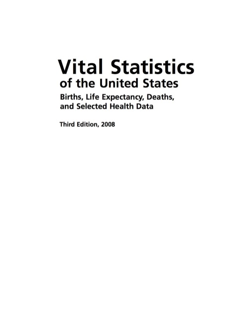 Cover image for book Vital Statistics of the United States 2008