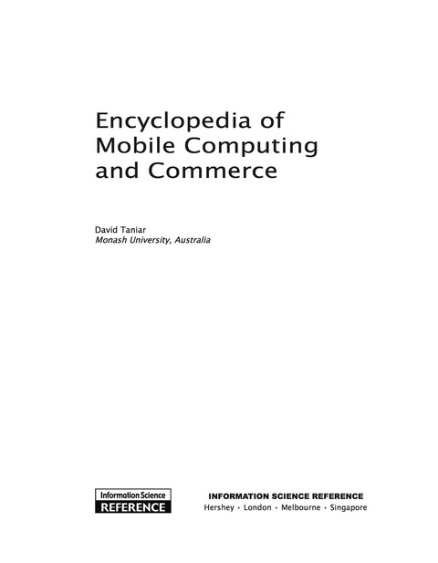 Cover image for book Encyclopedia of Mobile Computing and Commerce