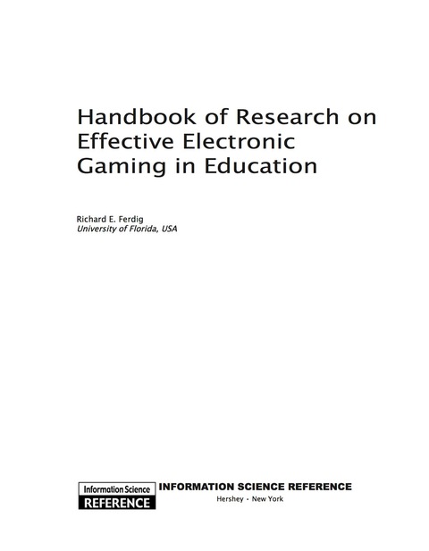 Cover image for book Handbook of Research on Effective Electronic Gaming in Education