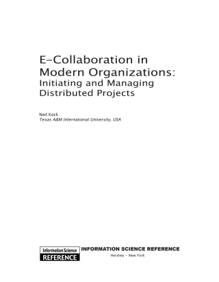 E-Collaboration in Modern Organizations: Initiating and Managing Distributed Projects
