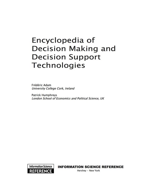 Cover image for book Encyclopedia of Decision Making and Decision Support Technologies