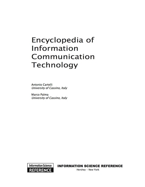 Cover image for book Encyclopedia of Information Communication Technology