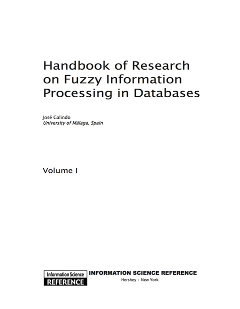Cover image for book Handbook of Research on Fuzzy Information Processing in Databases