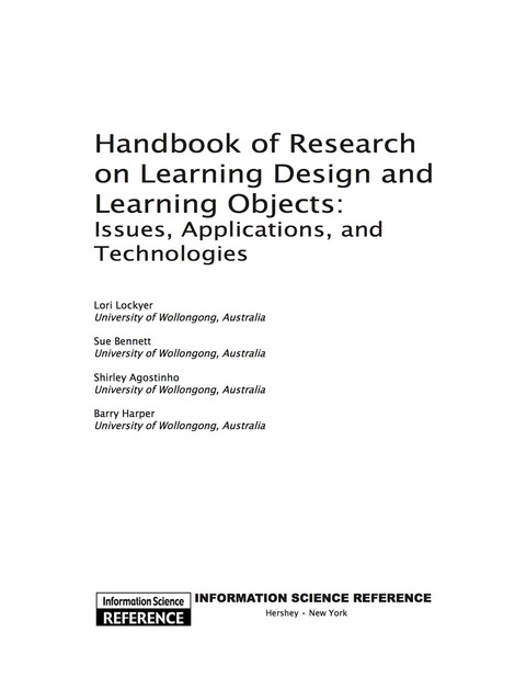 Cover image for book Handbook of Research on Learning Design and Learning Objects