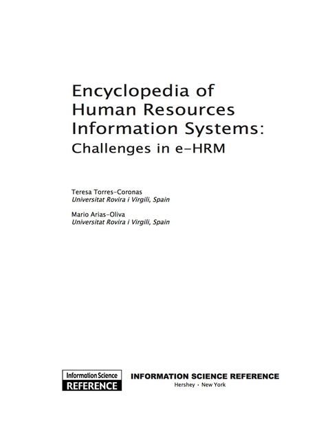 Cover image for book Encyclopedia of Human Resources Information Systems