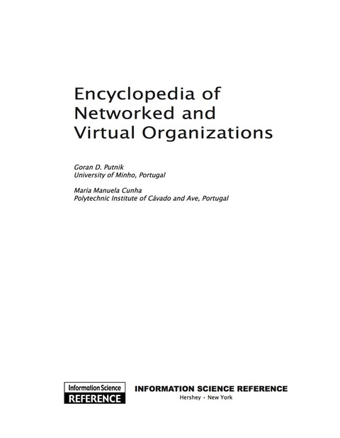 Cover image for book Encyclopedia of Networked and Virtual Organizations
