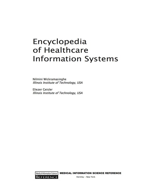Cover image for book Encyclopedia of Healthcare Information Systems