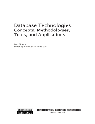 Database Technologies: Concepts, Methodologies, Tools, and Applications