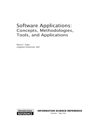 Software Applications: Concepts, Methodologies, Tools, and Applications