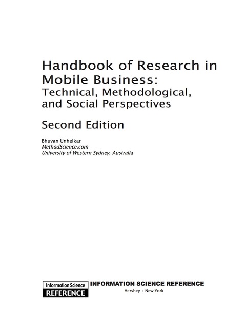 Cover image for book Handbook of Research in Mobile Business, Second Edition