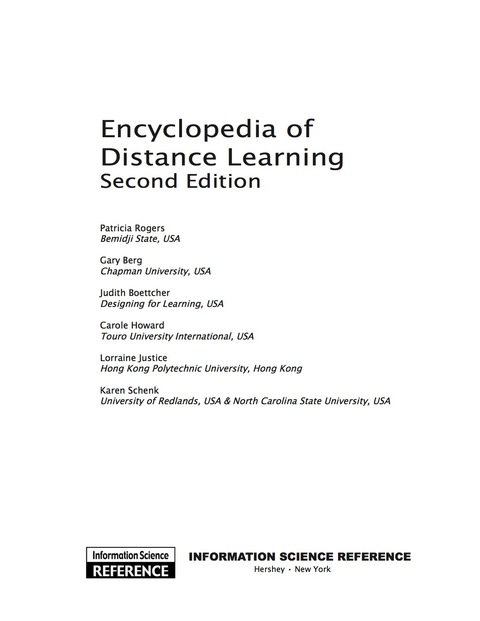 Cover image for book Encyclopedia of Distance Learning, Second Edition