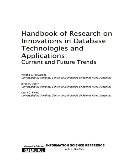 Cover image for book Handbook of Research on Innovations in Database Technologies and Applications