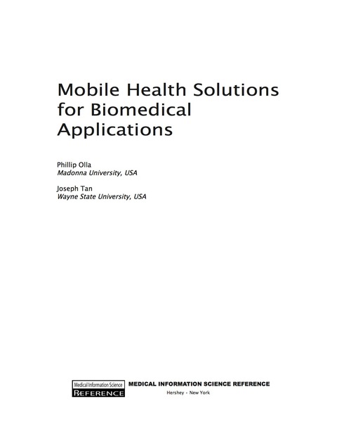 Cover image for book Mobile Health Solutions for Biomedical Applications