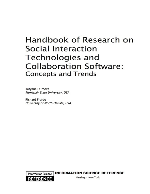 Cover image for book Handbook of Research on Social Interaction Technologies and Collaboration Software